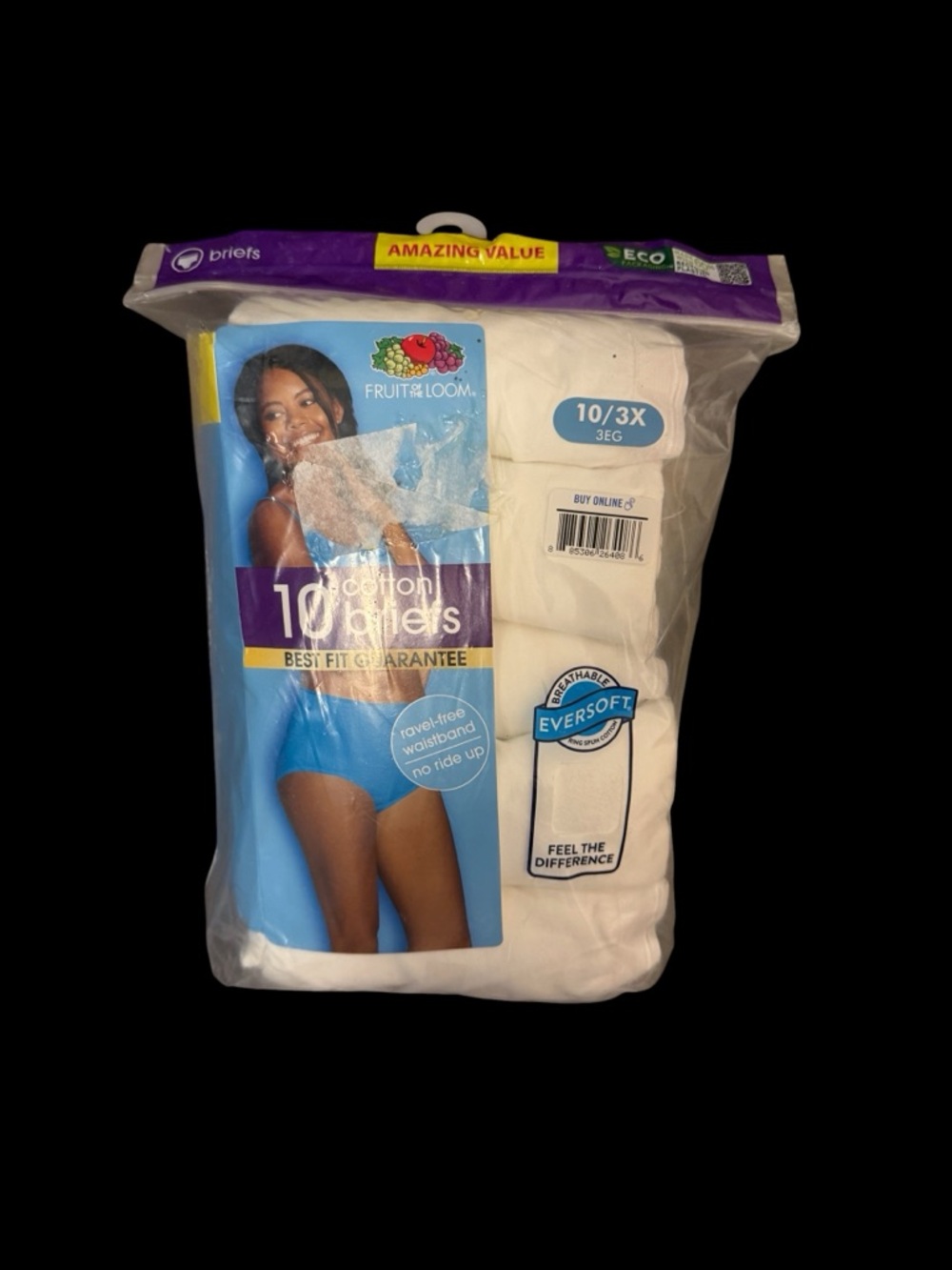 Women’s Fruit of the Loom White Cotton Brief Panties 10 PK Size 10/3X